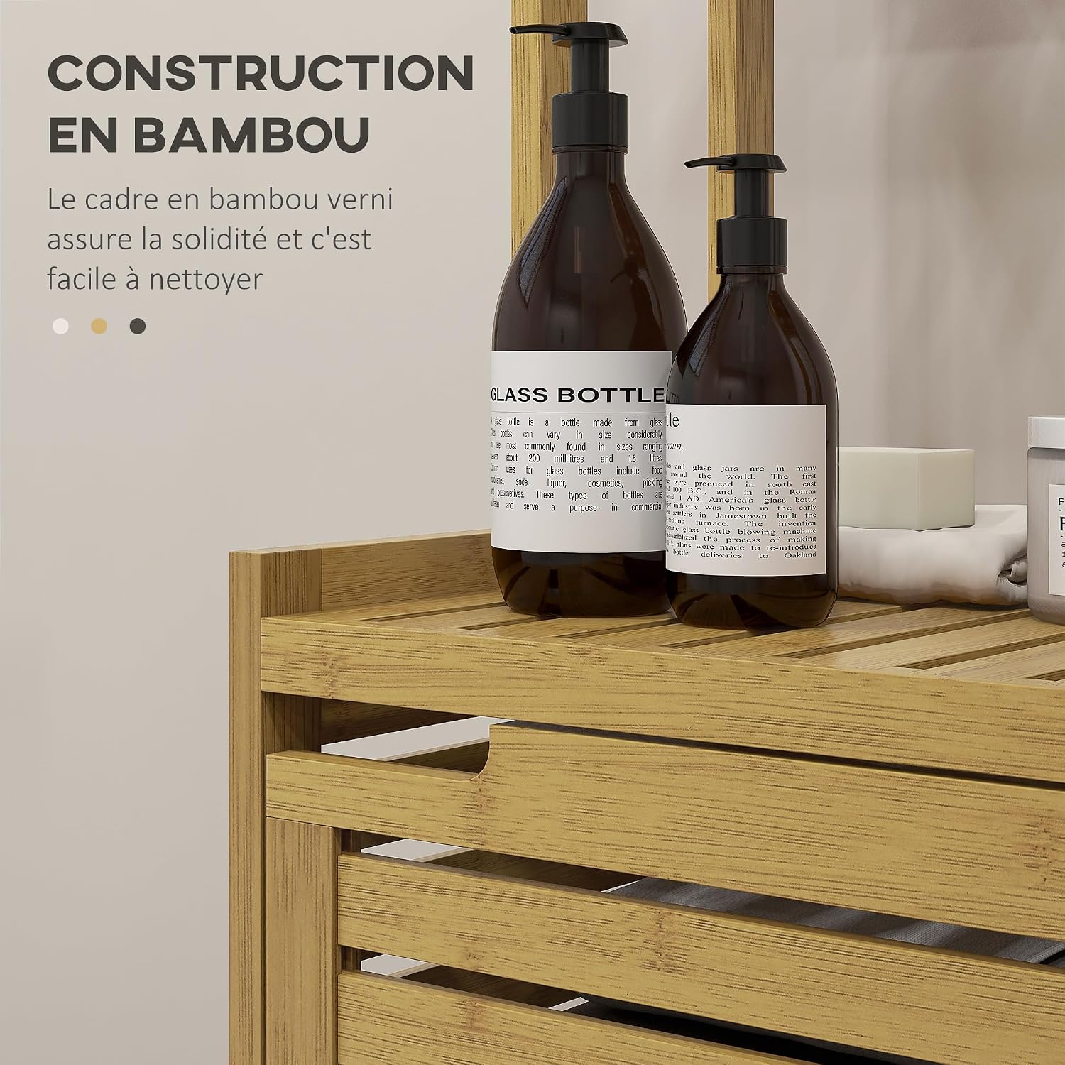 Thumbnail 4 de HOMCOM Armoire colonne salle de bain bambou 170 cm