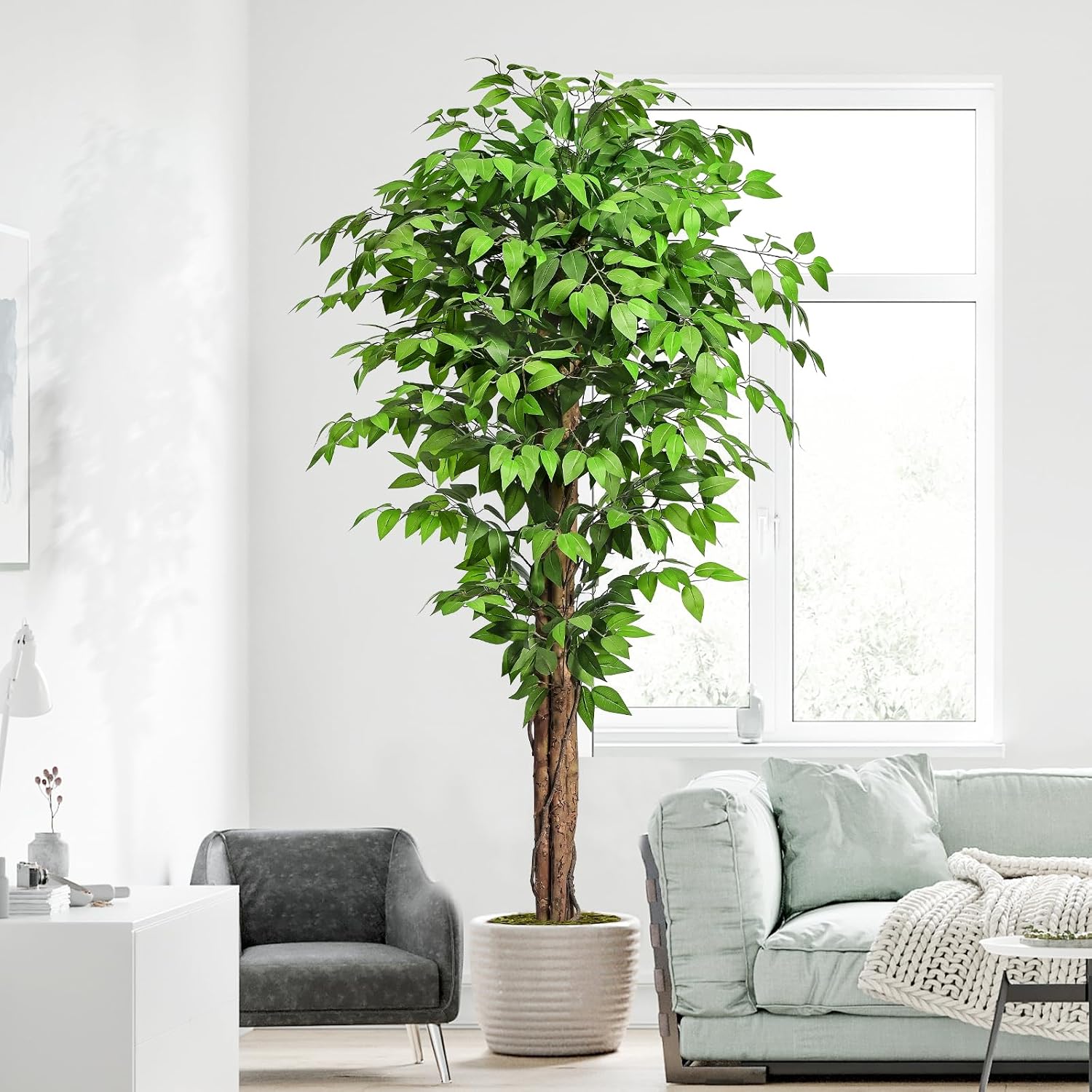 Detalle de Keeplush RSCZ3-180 Artificial Ficus Tree, 74-Inch with Curved Trunks