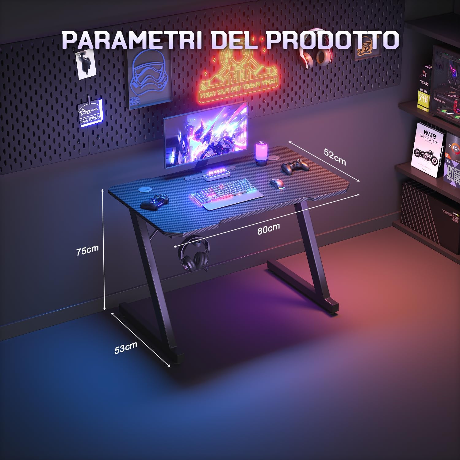 Thumbnail 2 de JUMMICO Scrivania Gaming 80×52 cm ergonomica per PC 🖥