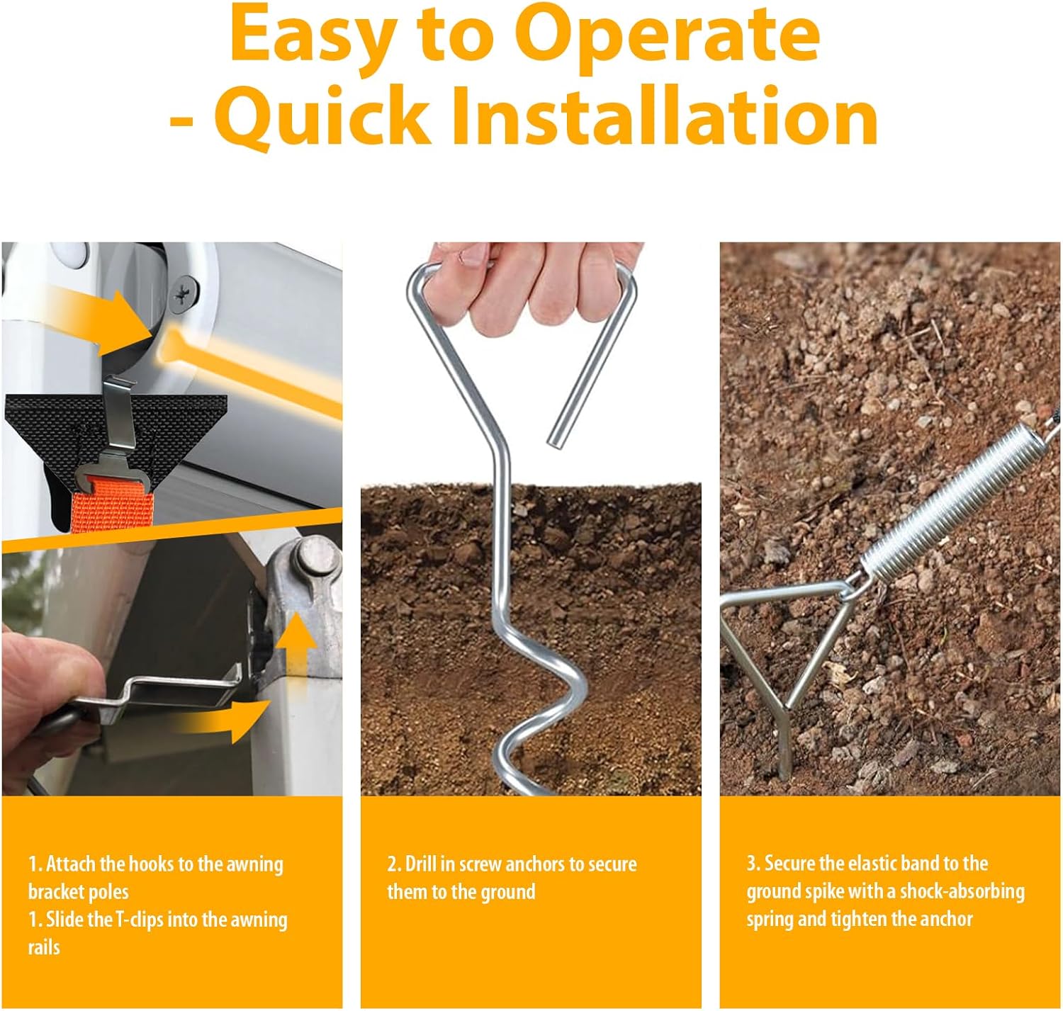 Detalle de Magicbox Awning Storm Strips Kit: Complete Universal Tie Down for Caravan Awnings
