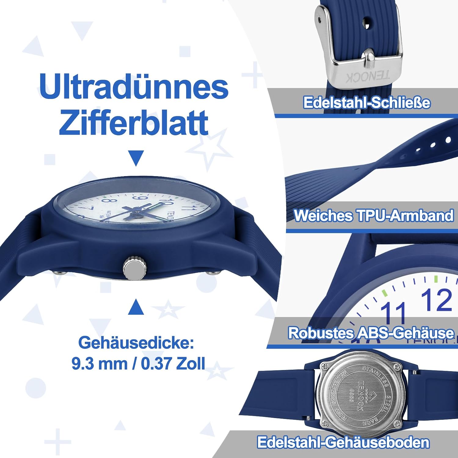 Thumbnail 4 de TENOCK Analoge Kinderuhr für Jungen und Mädchen – Lernuhr 4–12 Jahre, 5 ATM wasserdicht, leicht lesbar