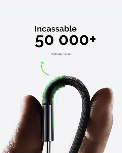 Detalle 2 de INIU câble USB-C vers USB-C 100 W, 1 m, PD 3.0 tressé avec puce E-marker