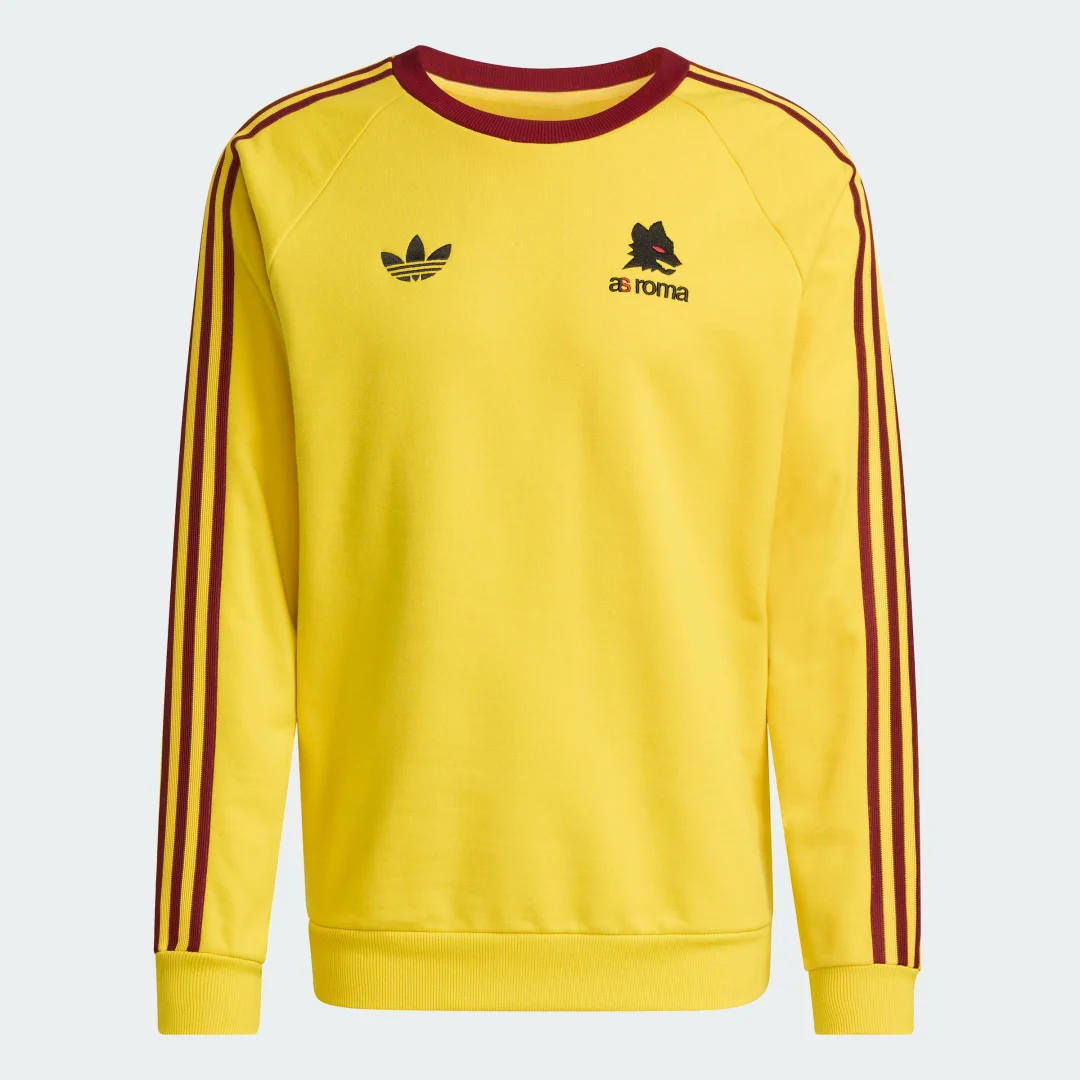 Detalle de Sudadera de cuello redondo AS Roma Originals de Adidas – Amarillo