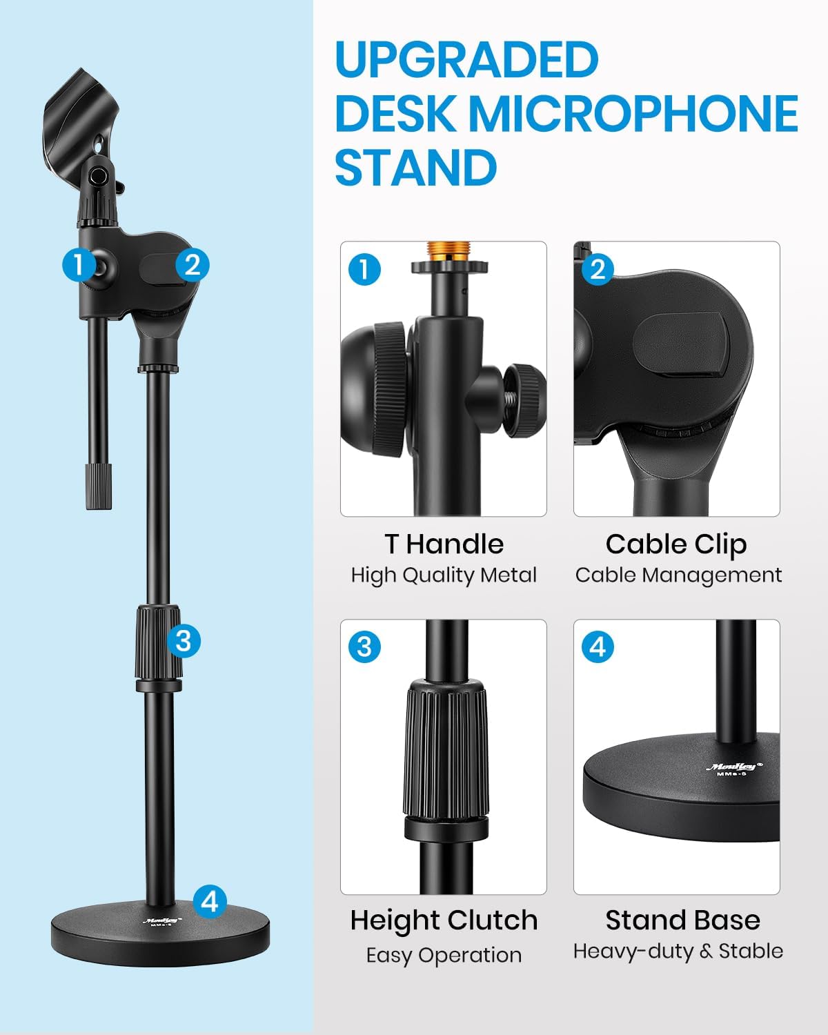 Detalle 2 de Moukey tabletop microphone stand MMs-5