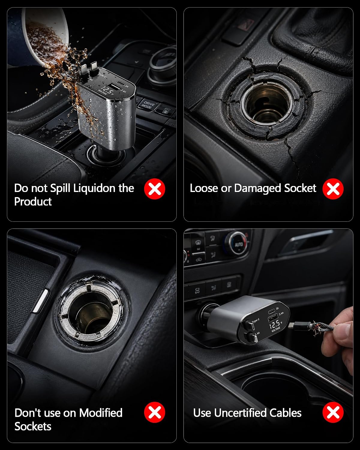 Thumbnail 6 de BERTHALESS Retractable Car Charger 4-in-1