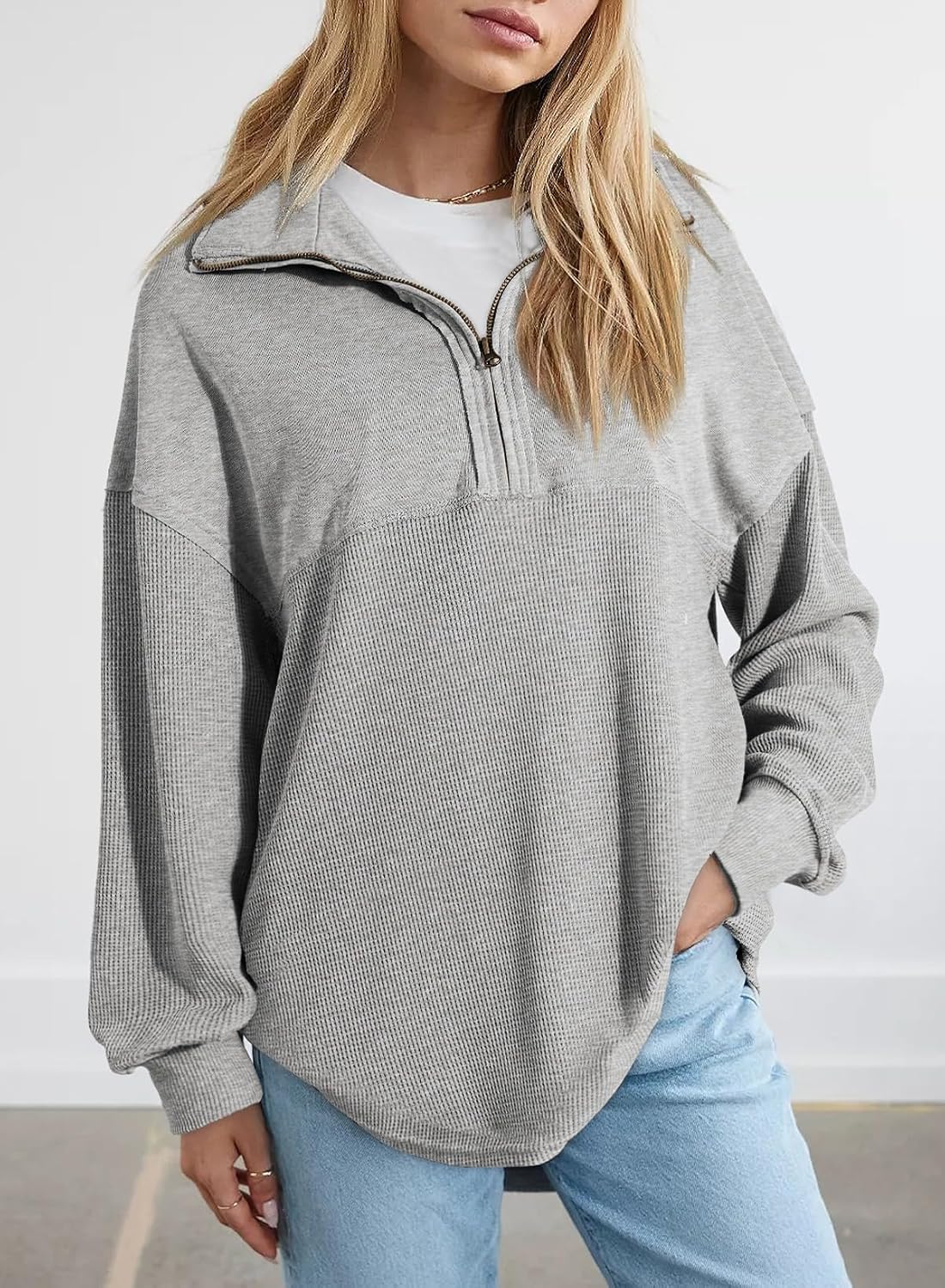 Thumbnail 1 de SHEWIN Womens Waffle Knit Half Zip Sweatshirt