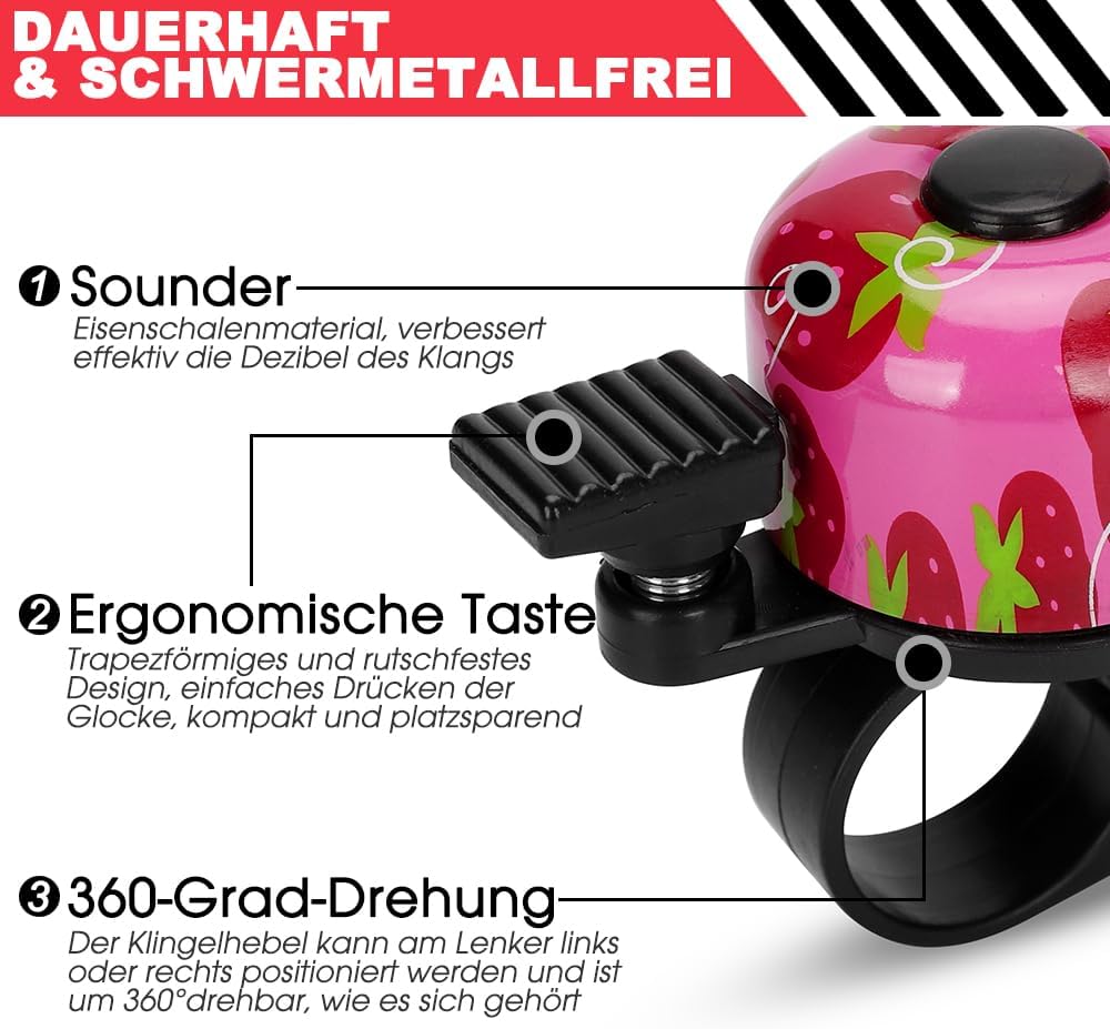 Thumbnail 4 de Kinder-Fahrradklingel (120 dB) – Mini, laut & drehbar am Lenker für Fahrrad, Roller & Laufrad
