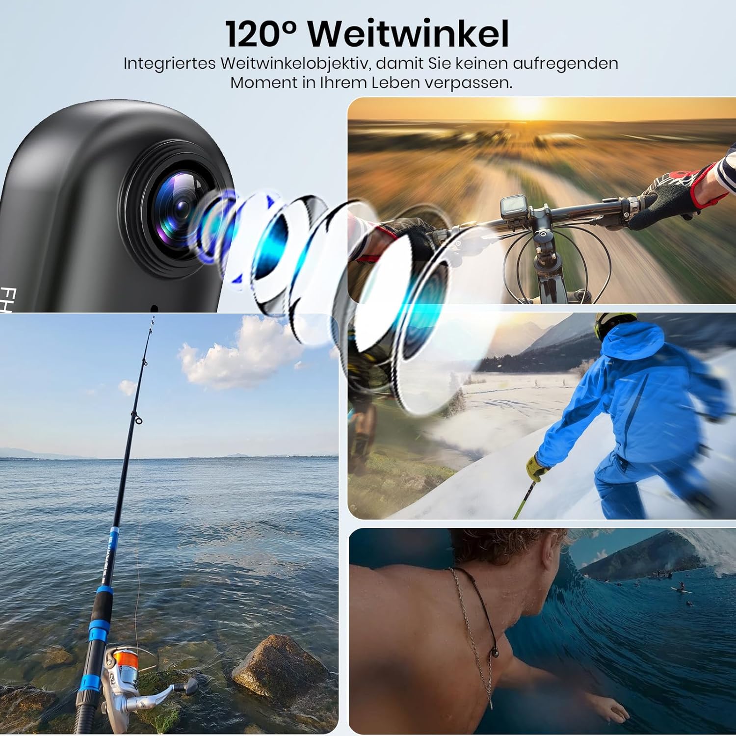 Thumbnail 6 de Hiwoor Action Cam – Mini Bodycam mit 120° Weitwinkel, IP68 bis 30 m, 150 Min. Akku, 64 GB TF & umfangreichem Zubehör