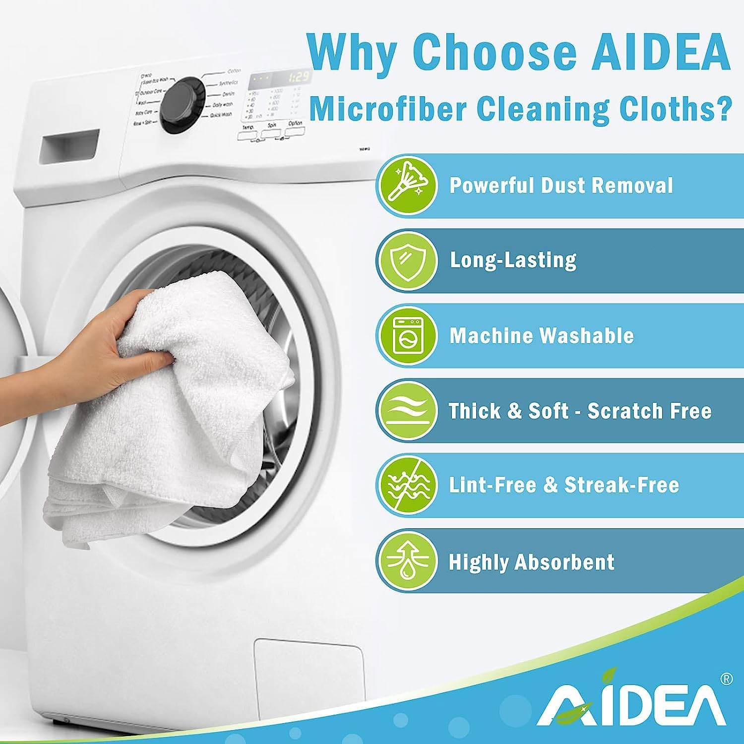 Detalle de AIDEA Microfibre Cleaning Cloths 29 x 29 cm 🧽