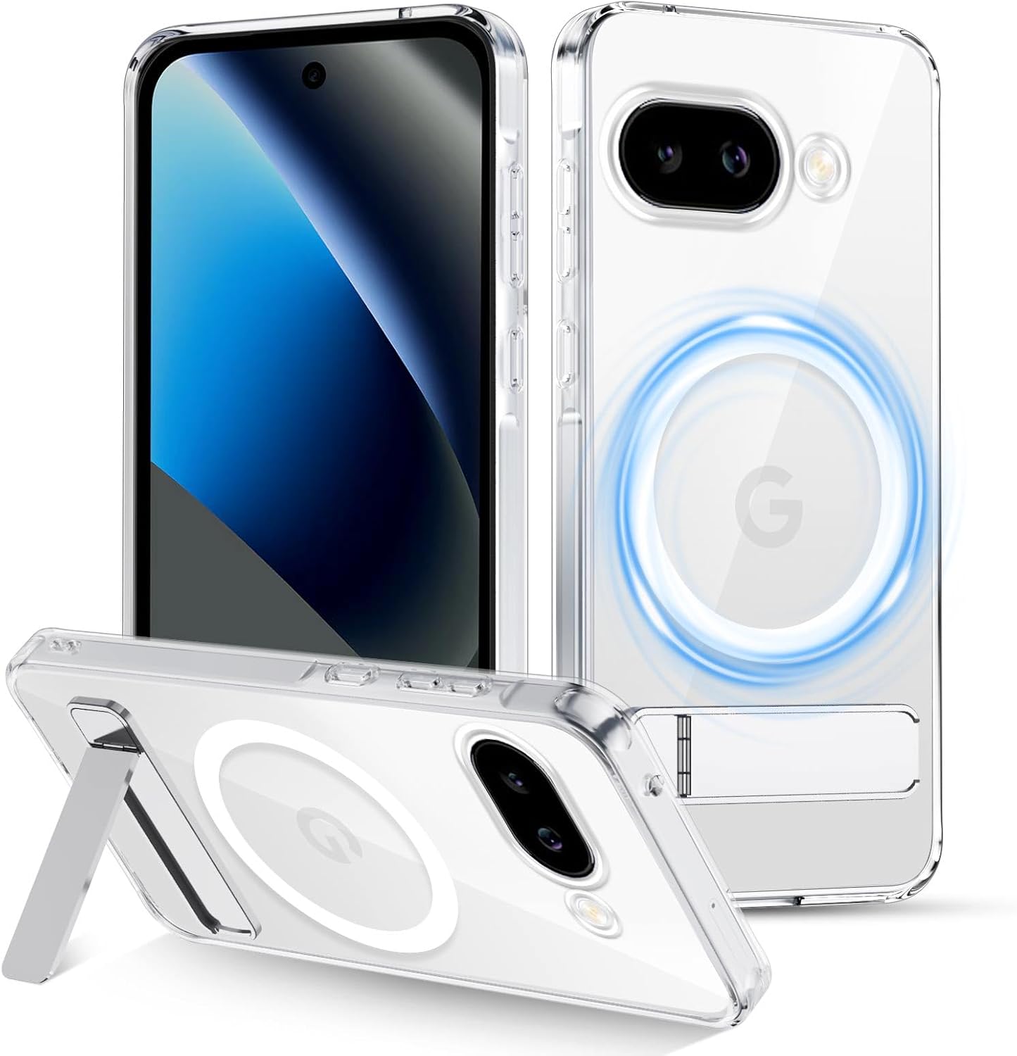 Detalle de XTCASE Coque magnétique pour Google Pixel 10a avec support invisible et bumper antichoc - Clear