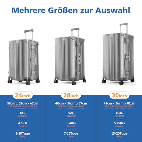 Thumbnail 8 de ALPHA CAMP Valise Grand Taille XL 92L – 77x40x36 cm, coque rigide en aluminium et polycarbonate