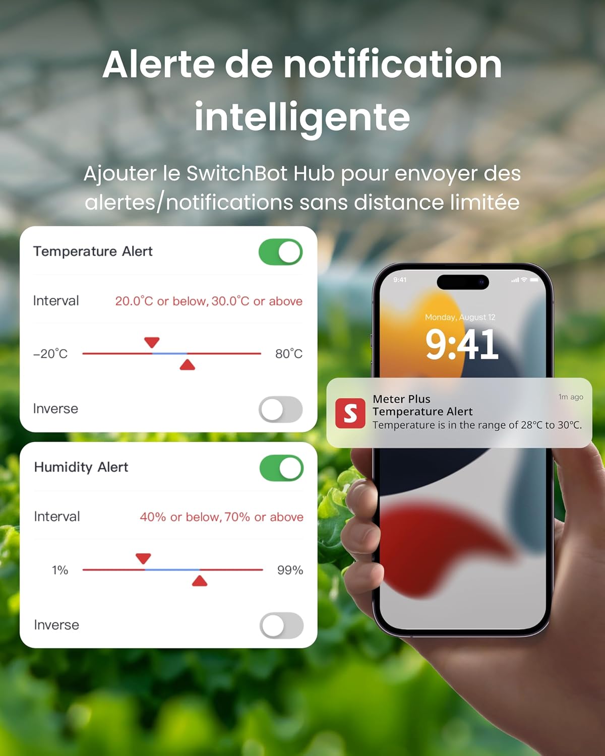 Detalle de SwitchBot Thermomètre Hygromètre intérieur – Lot de 2 avec Hub Mini Matter, capteurs Bluetooth numériques