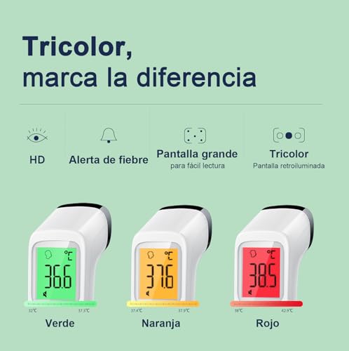 Thumbnail 2 de Viproud Termómetro digital sin contacto para fiebre – 1 segundo, precisión ±0.2°C, memoria de 35 lecturas