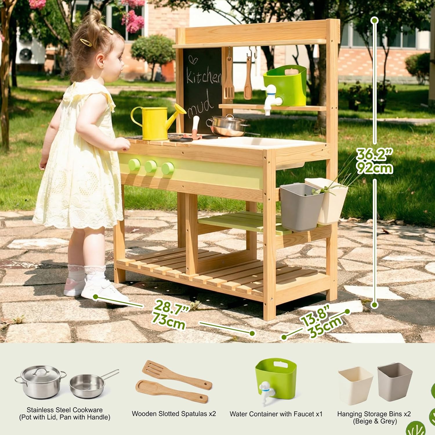 Detalle 1 de Outdoor-Matschküche aus Holz für Kinder