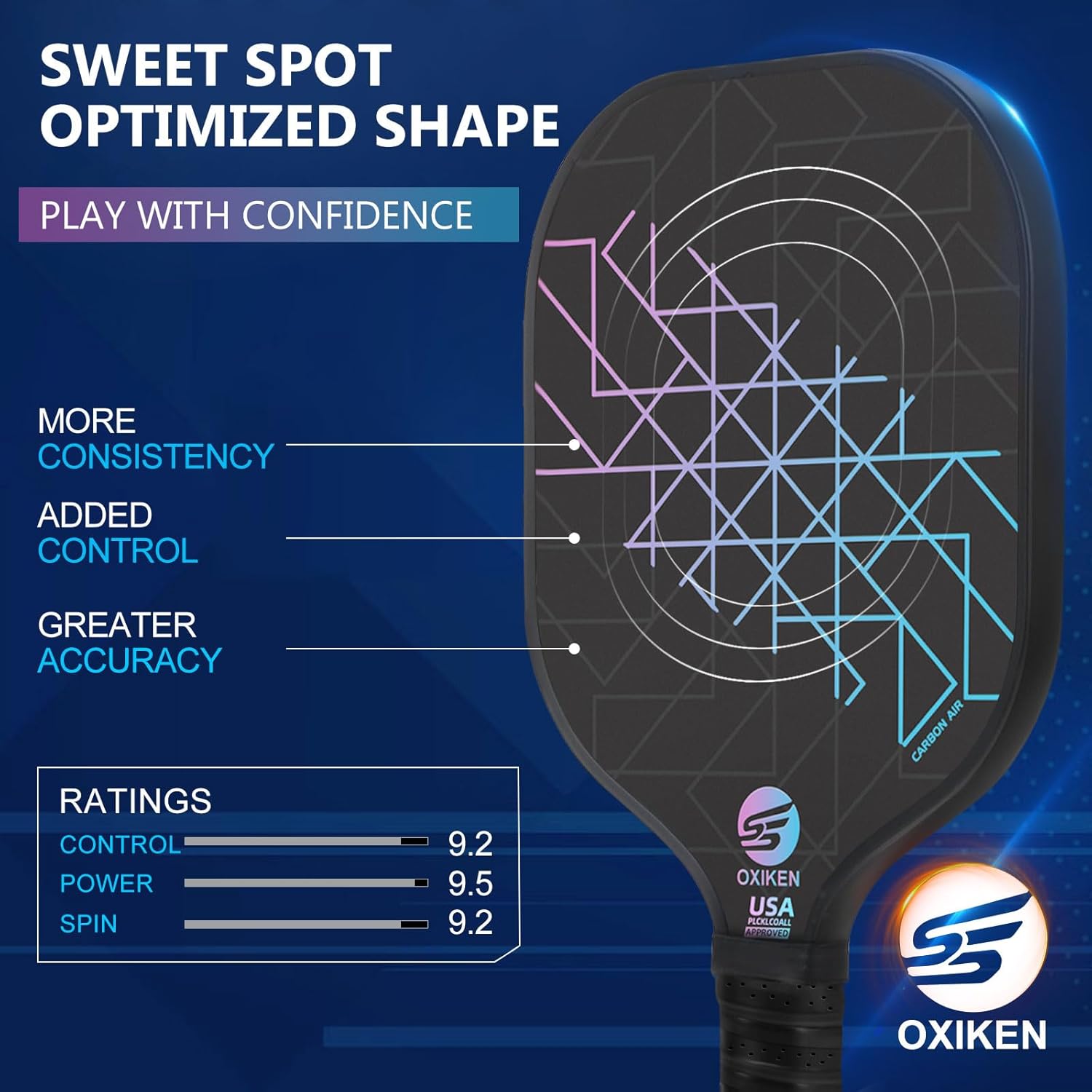 Detalle de OXIKEN Pickleball Paddle Set, Carbon Fibre