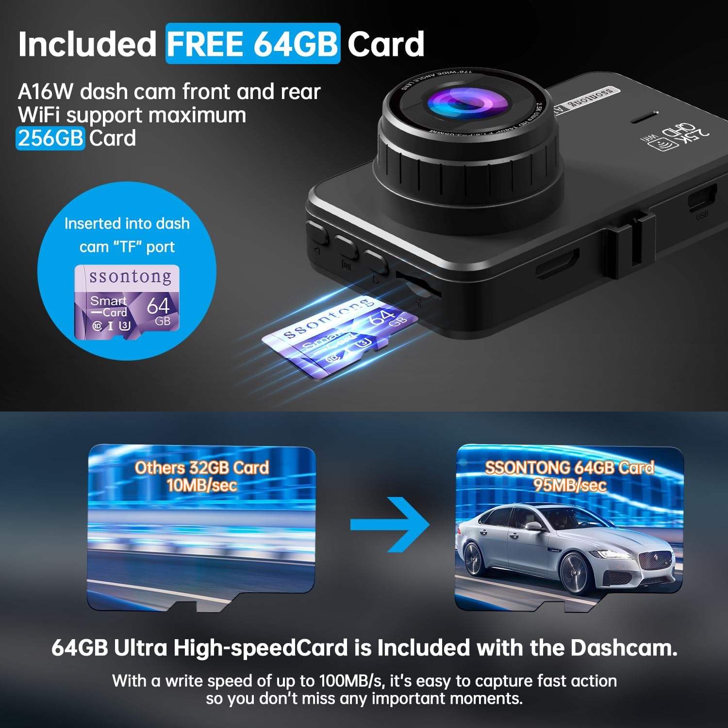 Thumbnail 4 de Unknown Dash Cam 2.5K Front + 1080P Rear Dual Camera