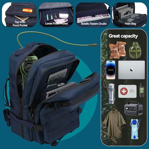 Detalle de Delgeo Mochila Táctica 45L Militar: gran capacidad, MOLLE y diseño impermeable para outdoor