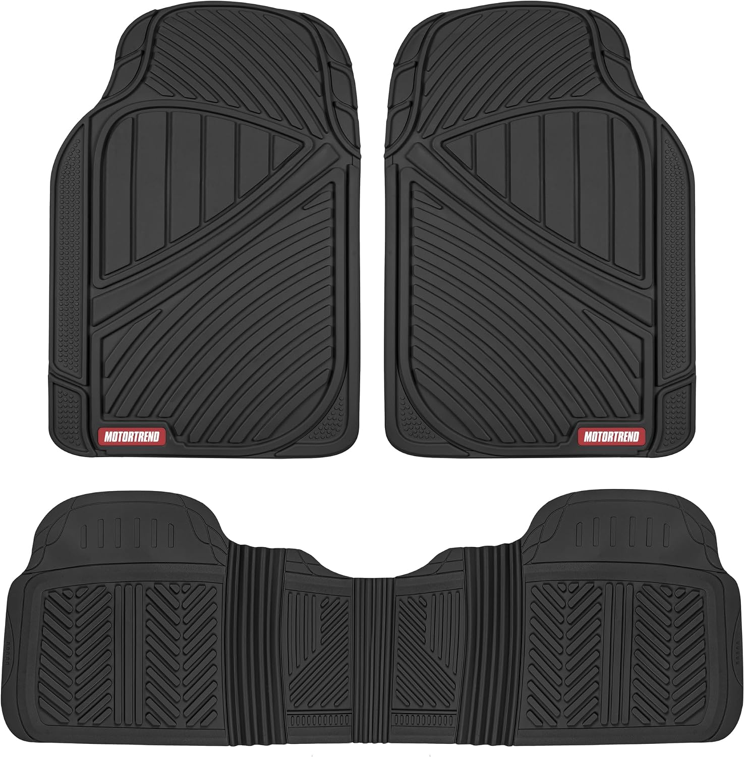 Detalle de Motor Trend FlexTough All Weather Rubber Car Floor Mats — 3 Piece Set (Black)