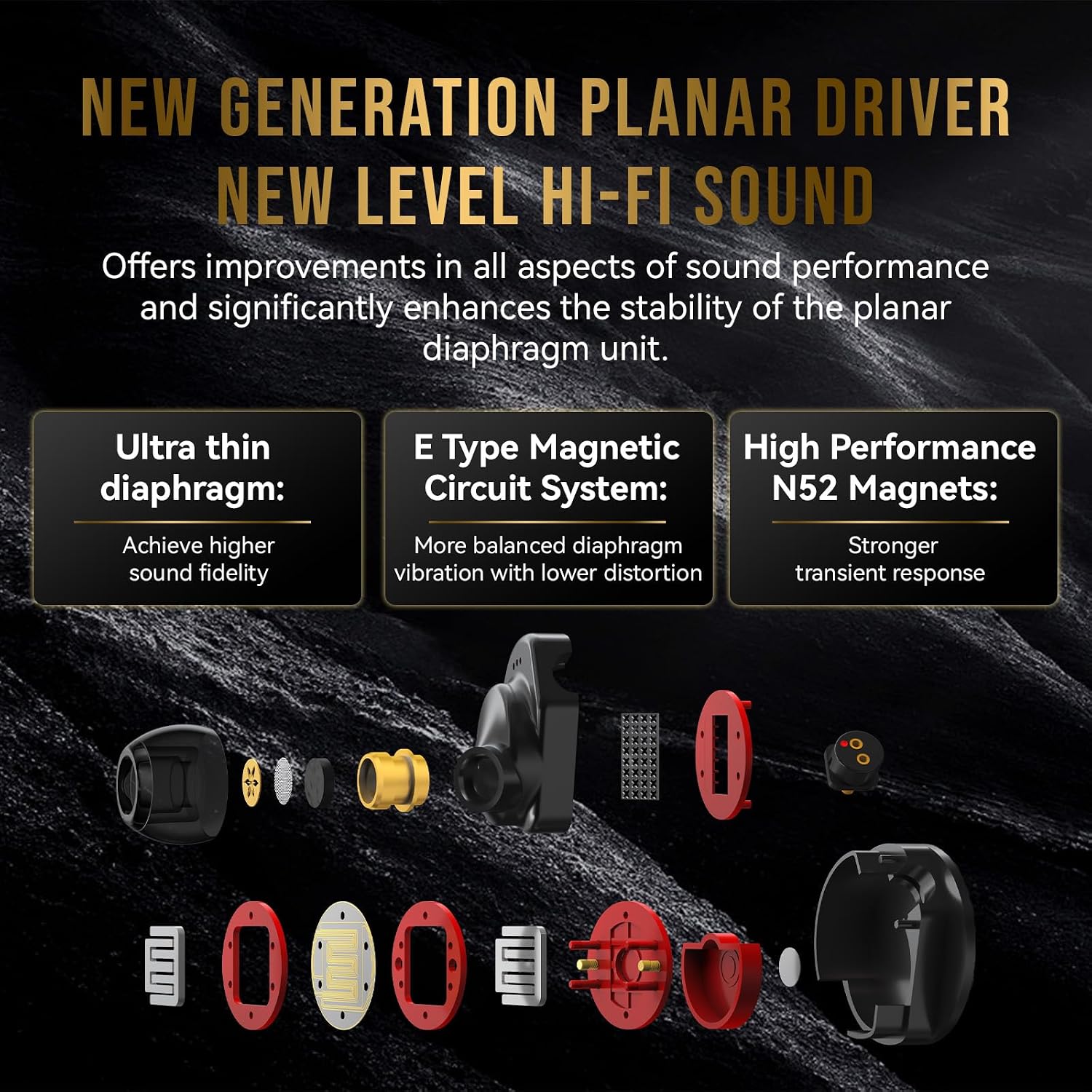 Detalle 2 de Linsoul 7Hz Timeless II In-Ear Monitor cablati con driver magnetico planare da 14,5 mm