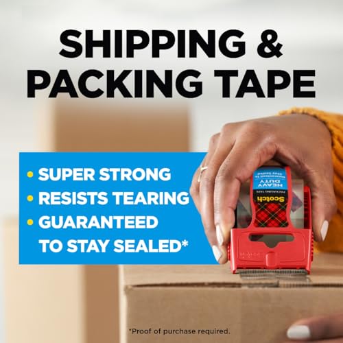 Detalle de Scotch Heavy Duty Shipping Packing Tape (Clear) – 1.88 in x 22.2 yd, 6-roll Kit with Dispensers