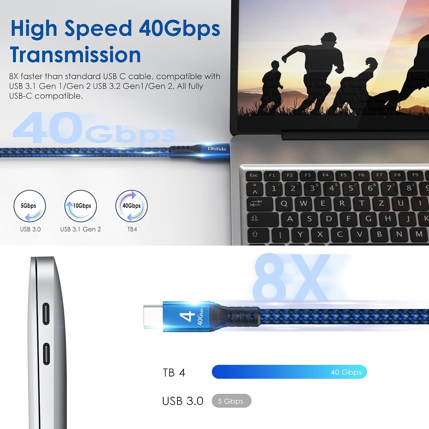 Thumbnail 3 de Dbilida Thunderbolt 4 Kabel 0,8 m 240 W