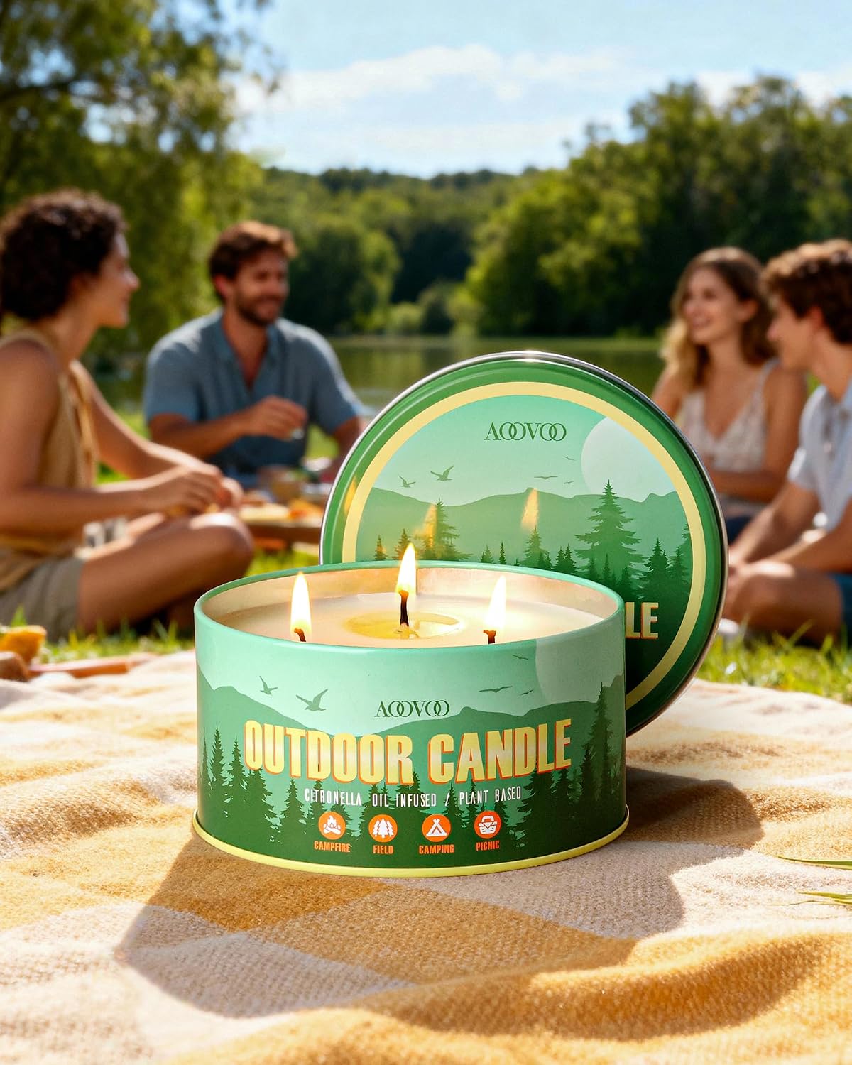Thumbnail 5 de AOOVOO Citronella Candles Outdoor — 3-Wick 12oz Large Soy Candle for Patio & Camping