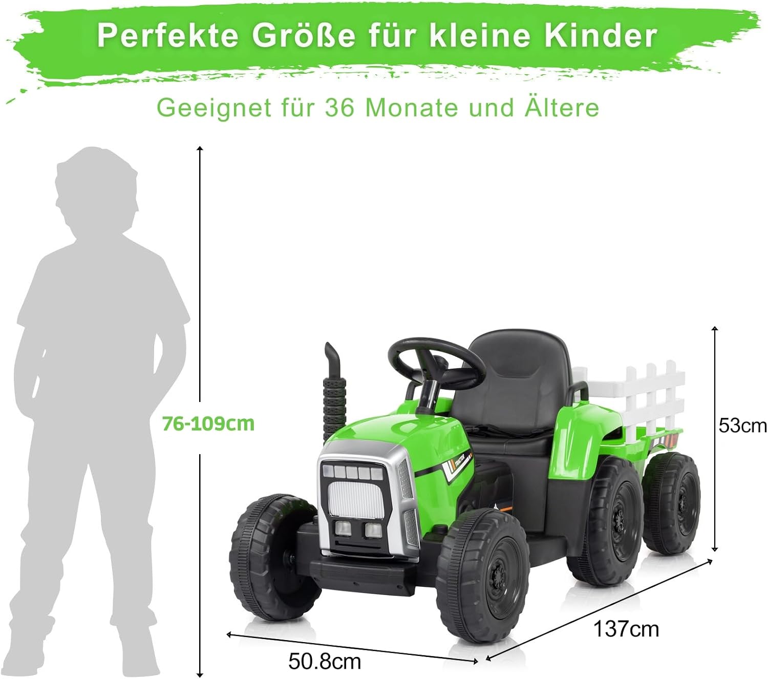 Thumbnail 4 de LALAHO Traktor mit Anhänger 12V