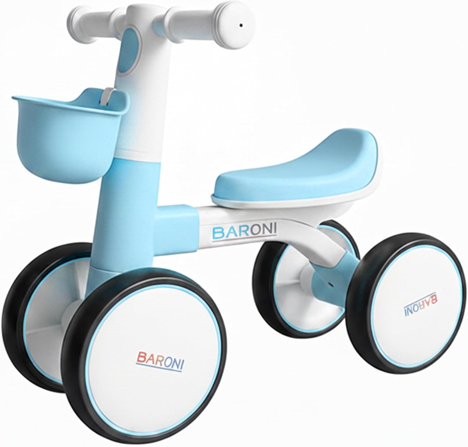 Baroni Toys Bici Senza Pedali a 4 Ruote per Bambini dai 3 Anni – Blu, 55x22x42 cm