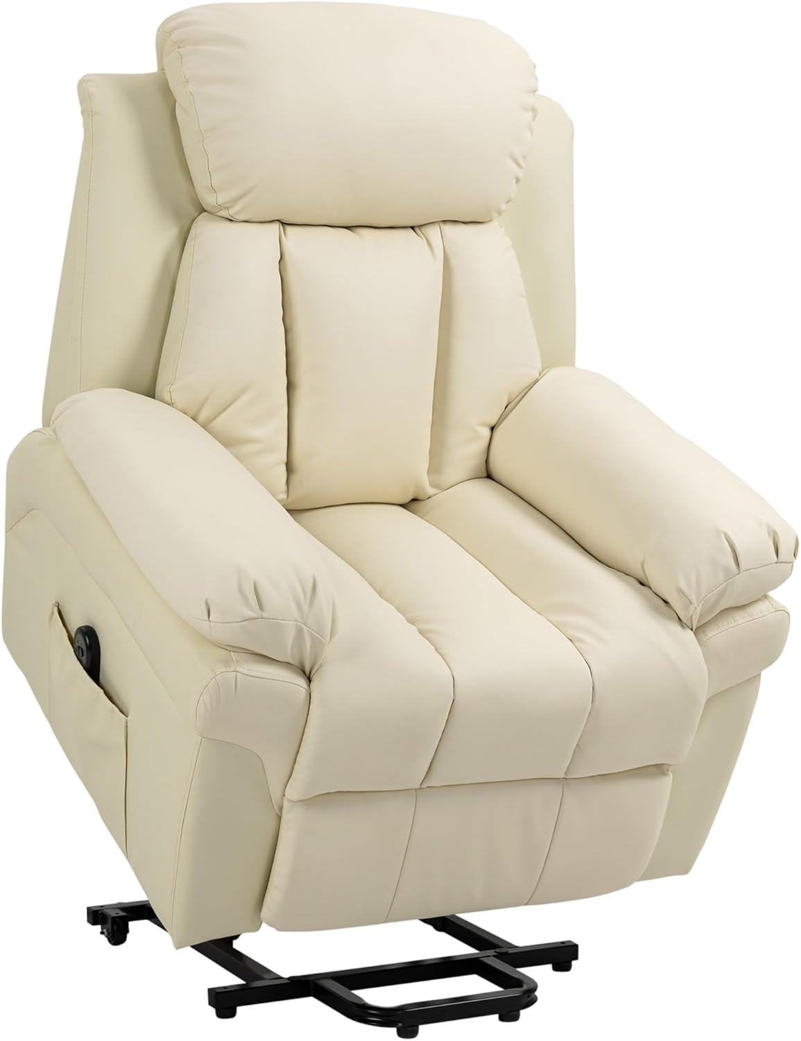 HOMCOM Fauteuil releveur électrique avec télécommande et repose-pied ajustable, crème