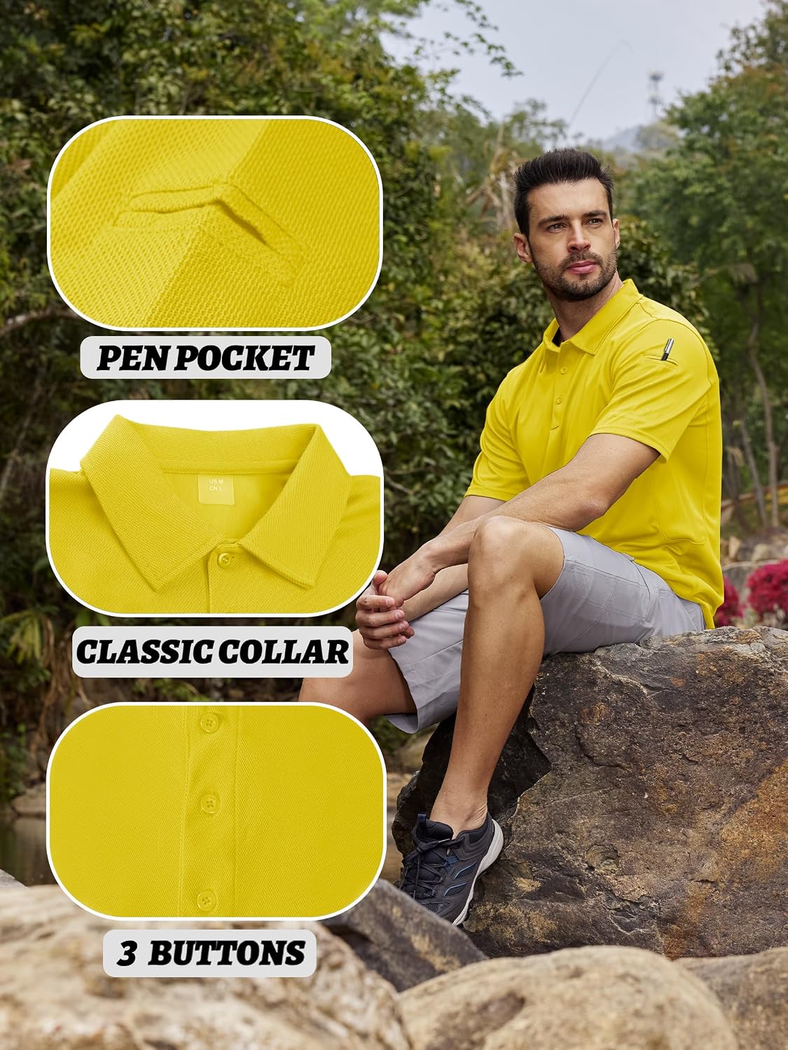 Thumbnail 3 de KEFITEVD Men’s Outdoor Breathable Polo Shirt – Quick-dry, Short Sleeve Safari Camping Top