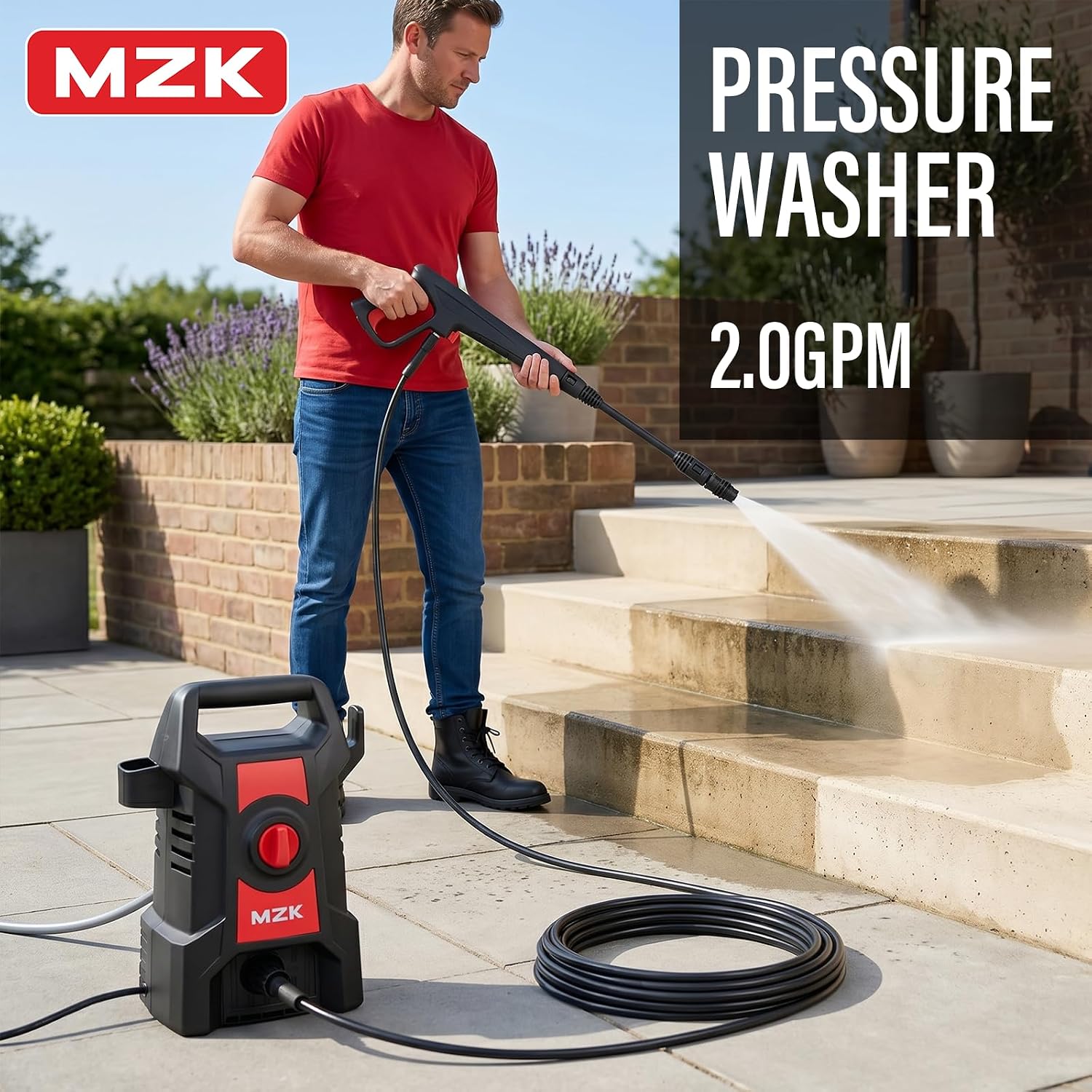 Detalle 2 de MZK ET2603-1 Lightweight Electric Pressure Washer with Foam Cannon