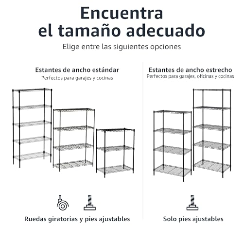 Detalle 2 de Amazon Basics Estantería estrecha con ruedas y altura ajustable🛠
