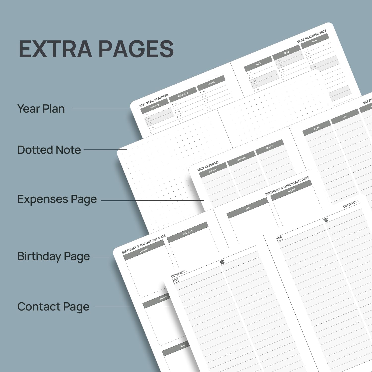 Thumbnail 4 de POPRUN 2027 Pocket Planner, Weekly and Monthly, 4" x 6.25", Hardcover