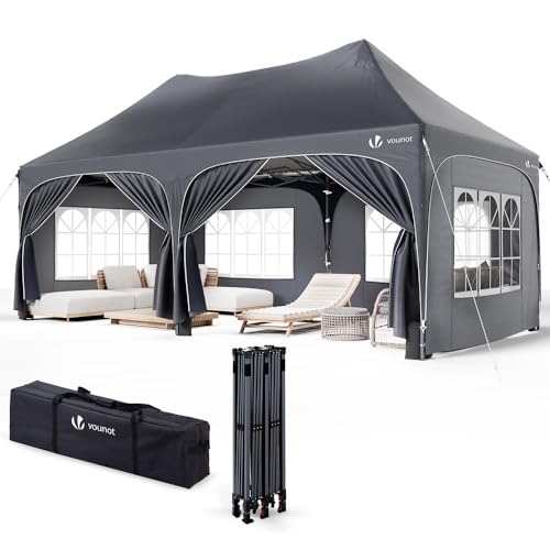 Detalle de VOUNOT 3mx6m Pop Up Gazebo with 6 Removable Sidewalls & 6 Weight Bags – Grey