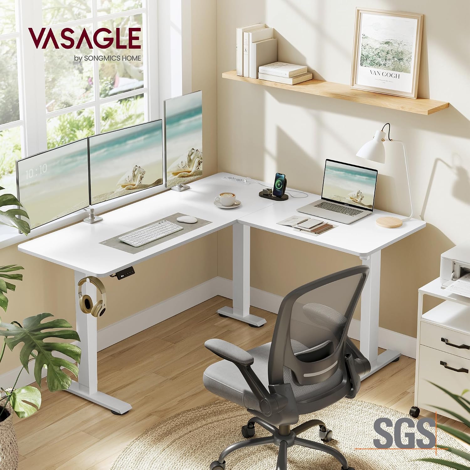 Thumbnail 1 de VASAGLE LSD264W01 höhenverstellbarer Eckschreibtisch 140×160 cm