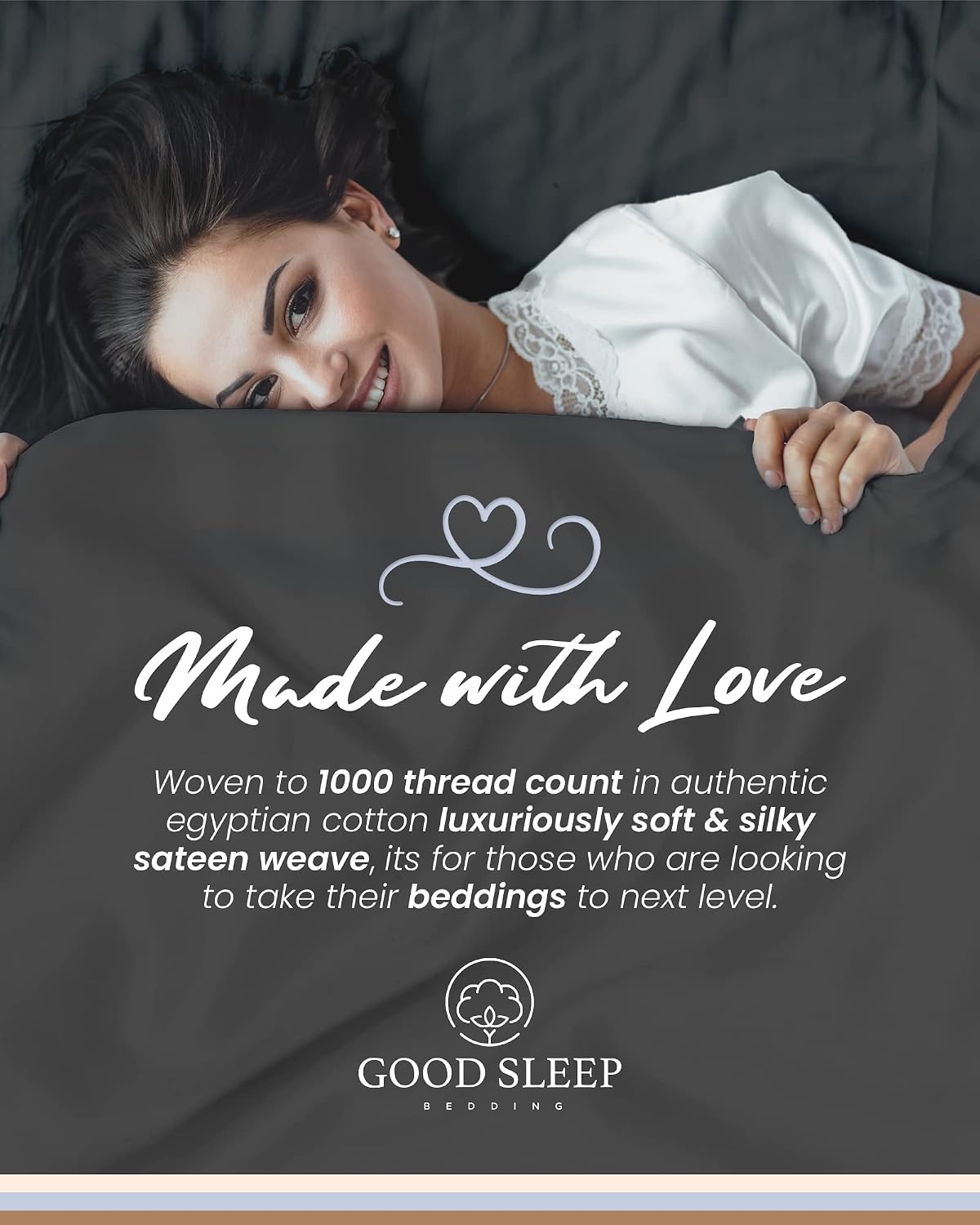 Detalle 2 de Split King Bed Sheet Set, Egyptian Cotton