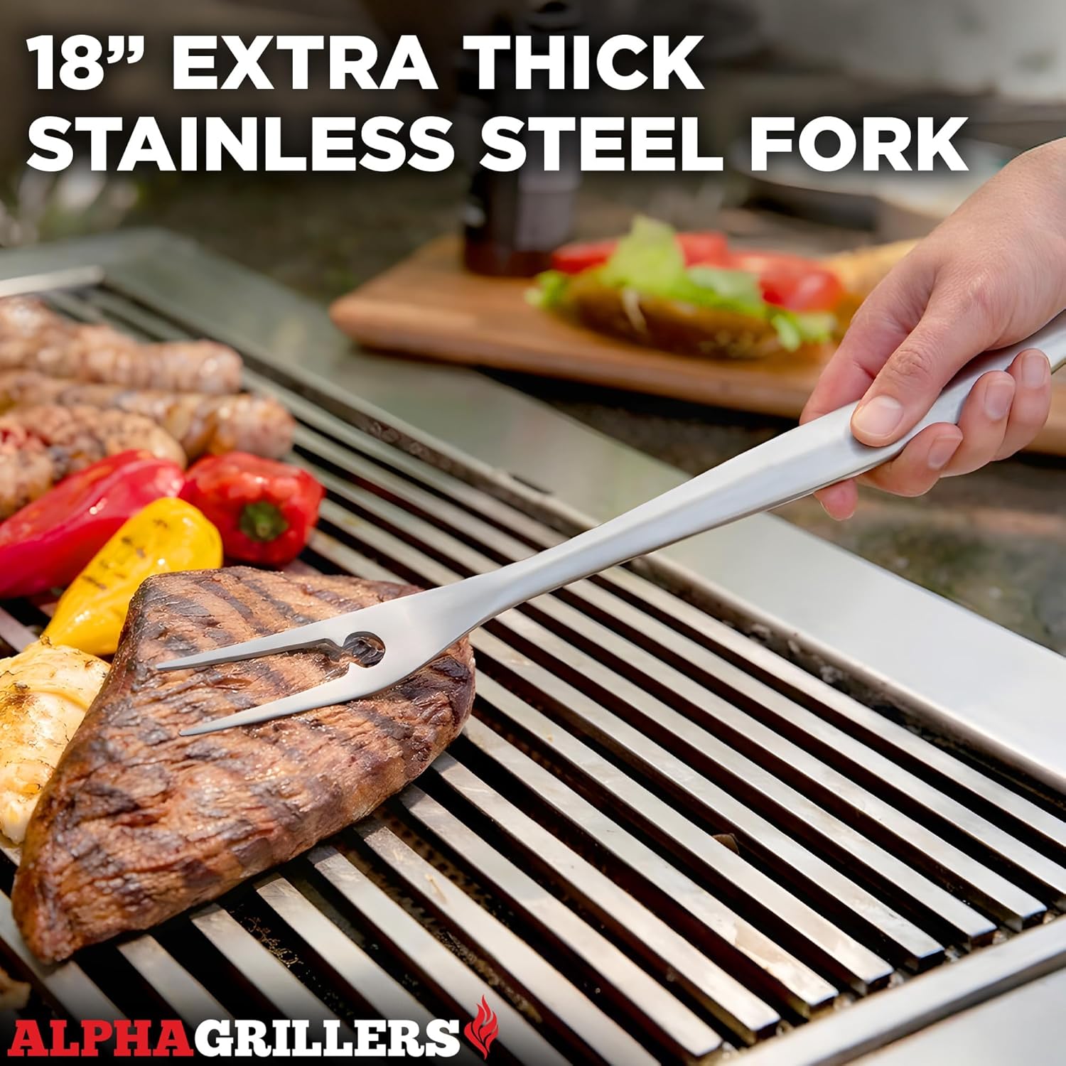 Thumbnail 4 de Alpha Grillers Grilling Accessories Tool Set (Spatula, Fork, Brush & Tongs) — BBQ Grill Utensils Gift Set