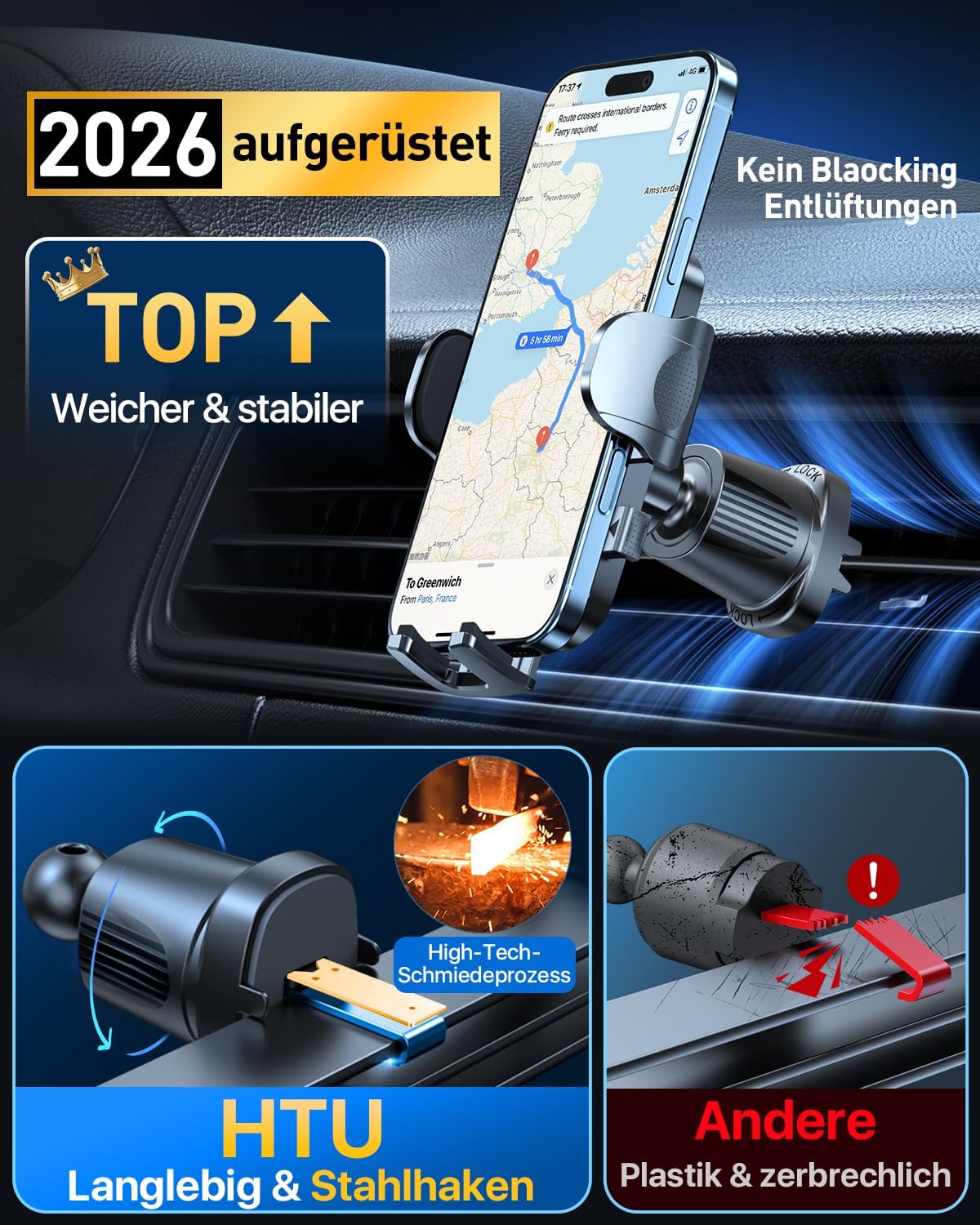 Thumbnail 6 de HTU 4‑in‑1 Auto Handyhalterung 30KG