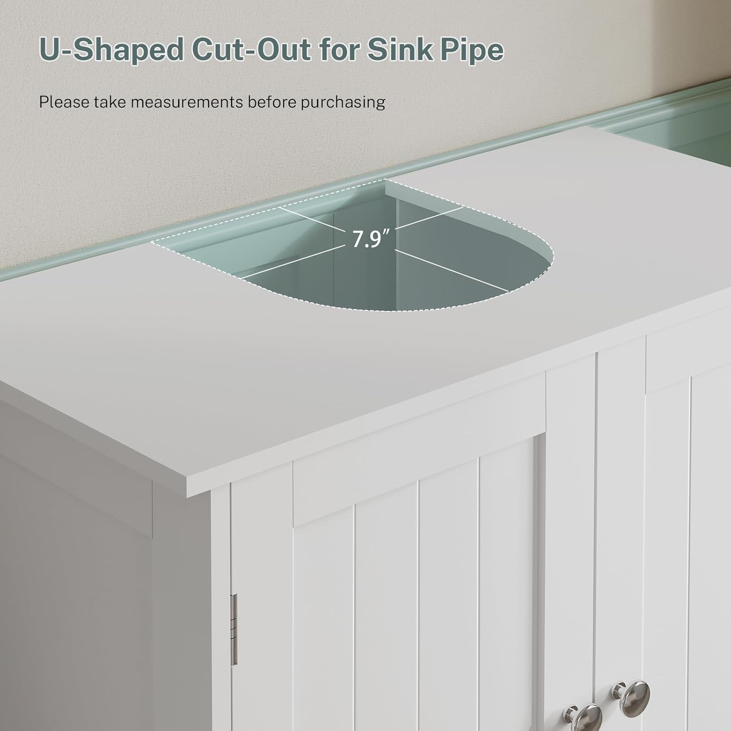 Detalle 1 de TEENFON Pedestal Sink Storage Cabinet, White