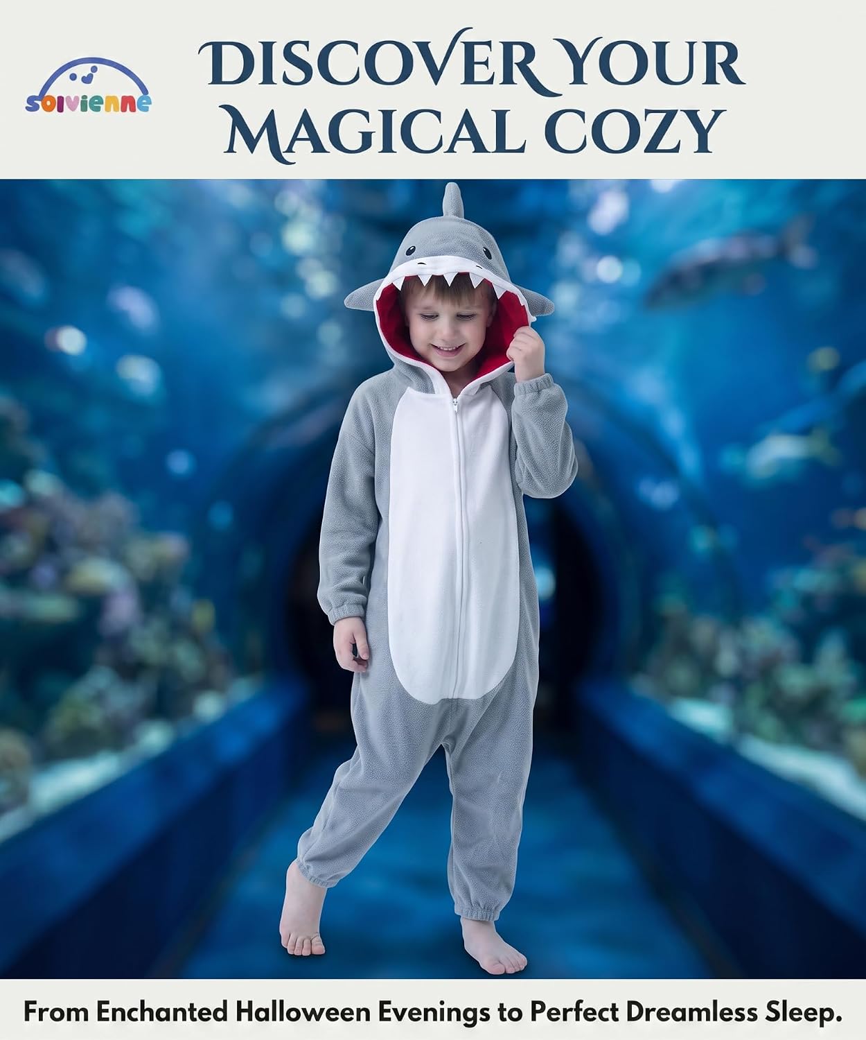 Detalle 2 de Solvienne Kids Plush Halloween Onesie with Zip Front and Pockets