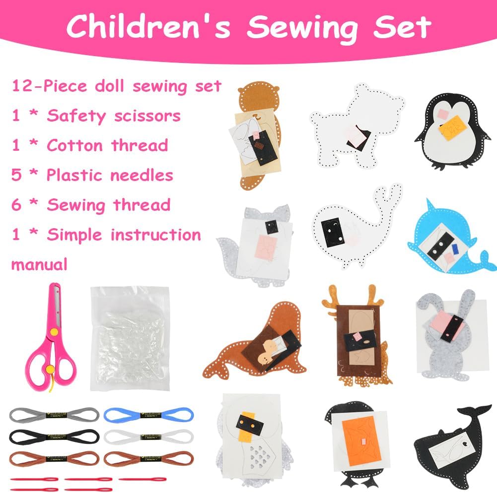 Detalle 2 de Vicloon Kit da Cucito in Feltro 12 Pcs per Bambini – Set Creativo per Principianti (Polari)