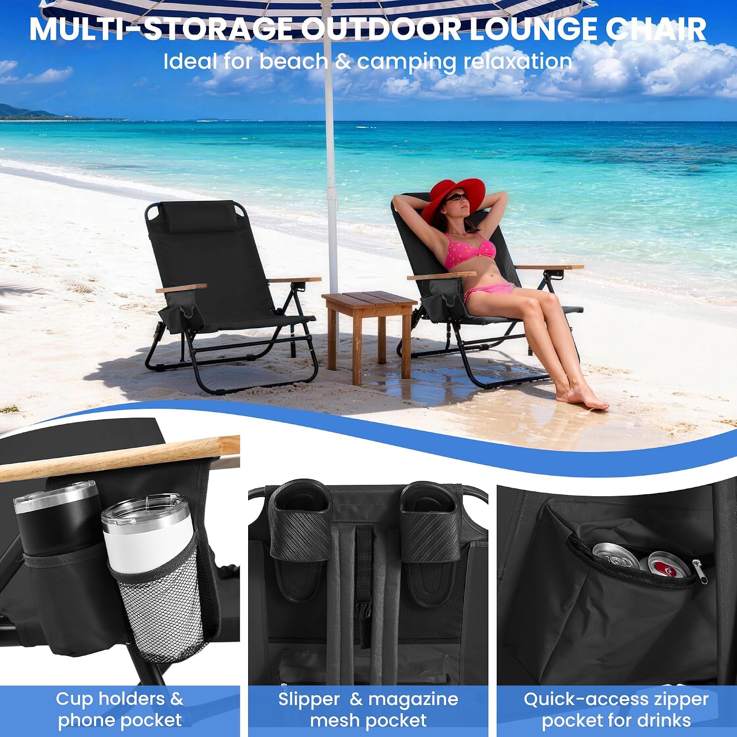 Thumbnail 4 de Canpsky Folding Camping Chair, 5-Position Recliner