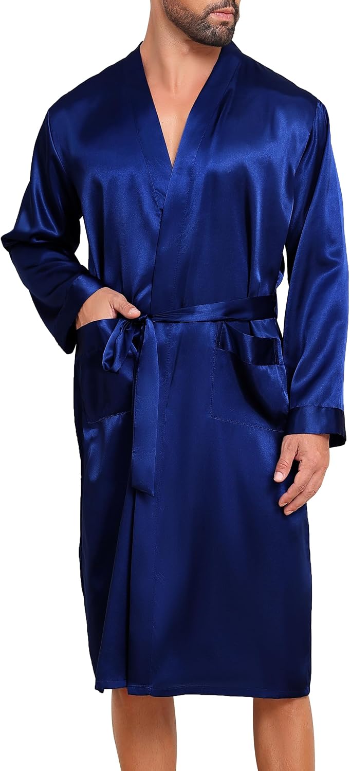 Detalle de Lovasy Peignoir Homme Satin à manches longues ⚙