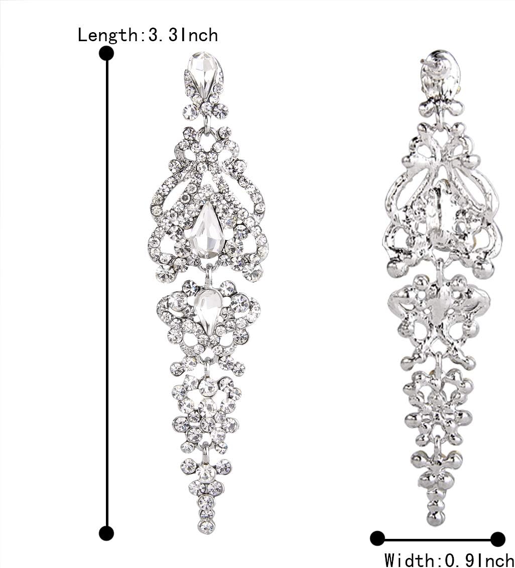 Detalle 2 de Clearine Orecchini Elegante Cristallo – Double Lacrima Ciondolo per sposa