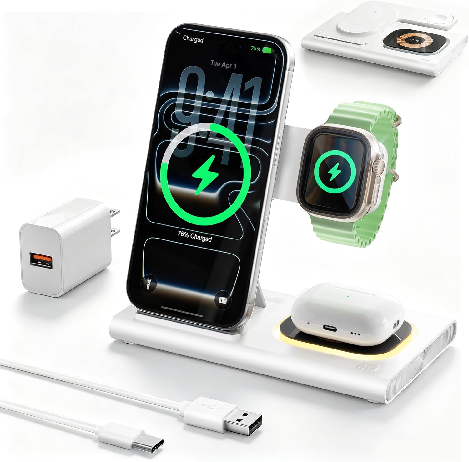 Detalle de Aresh 3-in-1 Foldable Charging Station 15W