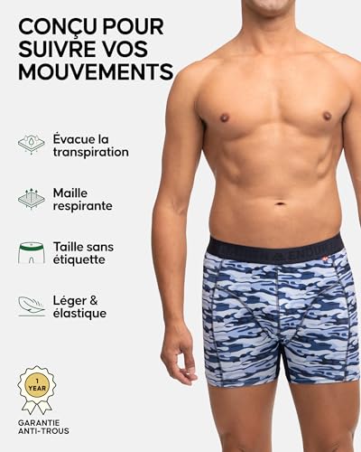 Detalle de DANISH ENDURANCE Boxers Running Hommes – Lot de 6, Multicolore (XXXL), conception danoise et confort longue durée