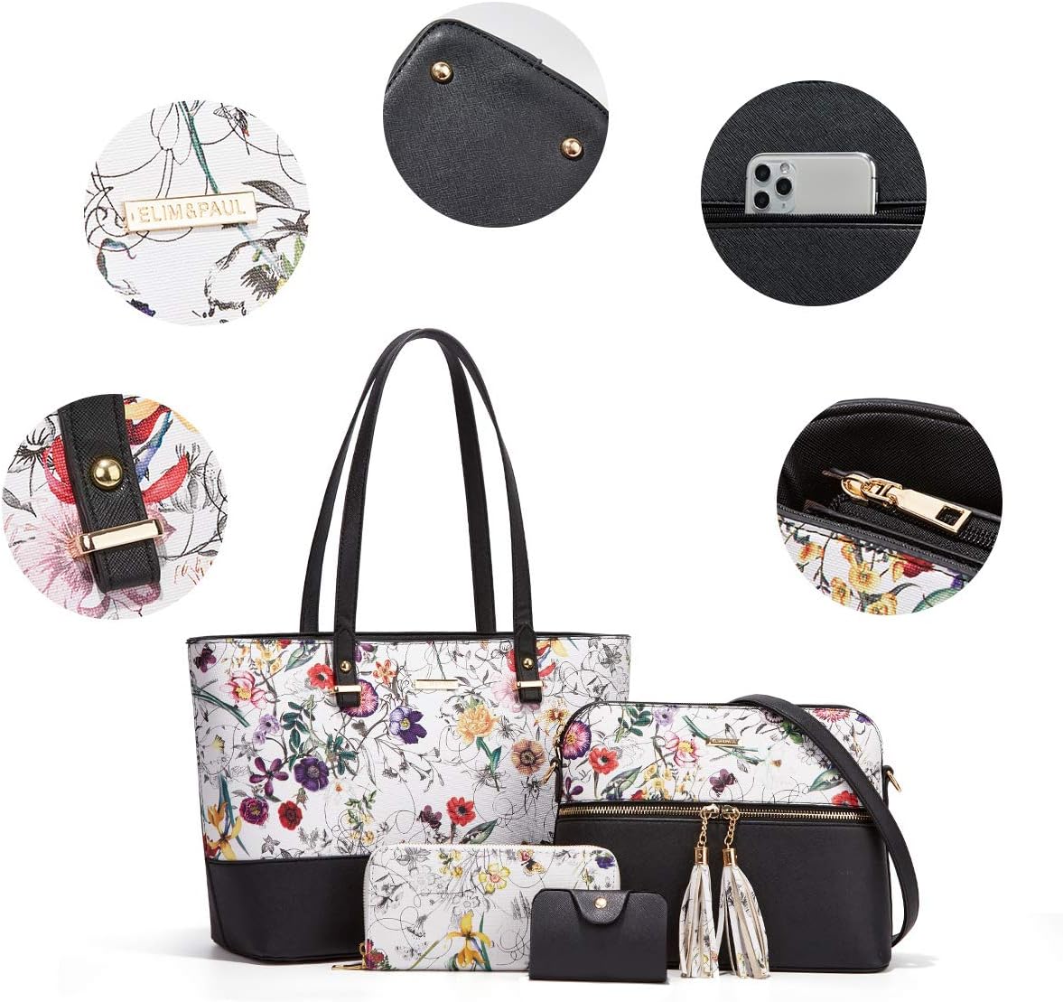 Thumbnail 3 de YTL Damen Handtasche Tote Shopper Großes 4-teiliges Set – Tasche, Umhängetasche, Geldbörse, Kartenhalter