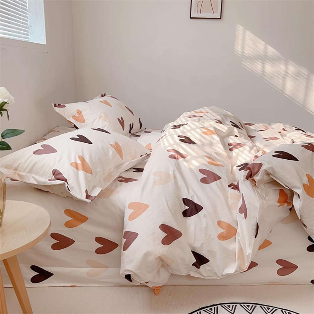 Thumbnail 1 de AShanlan Baumwoll-Bettwäsche-Set 200x200 mit Herzen, Reißverschluss, ÖkoTex – 1 Bettbezug & 2 Kissenbezüge (80x80)