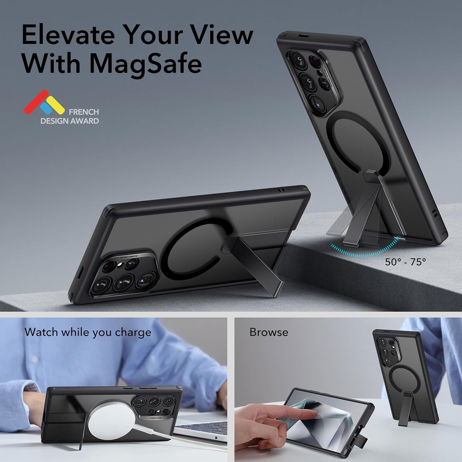 Thumbnail 1 de ESR Coque Galaxy S24 Ultra avec Support et MagSafe – Protection militaire et 3 modes de positionnement
