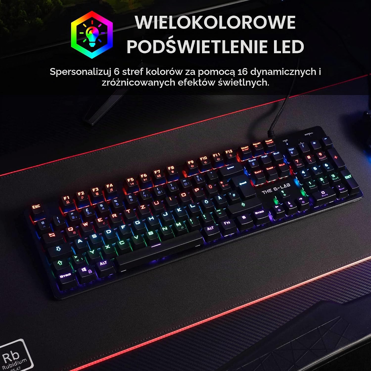 Detalle de THE G-LAB Keyz Carbon V3 klawiatura mechaniczna QWERTZ Blue Switches